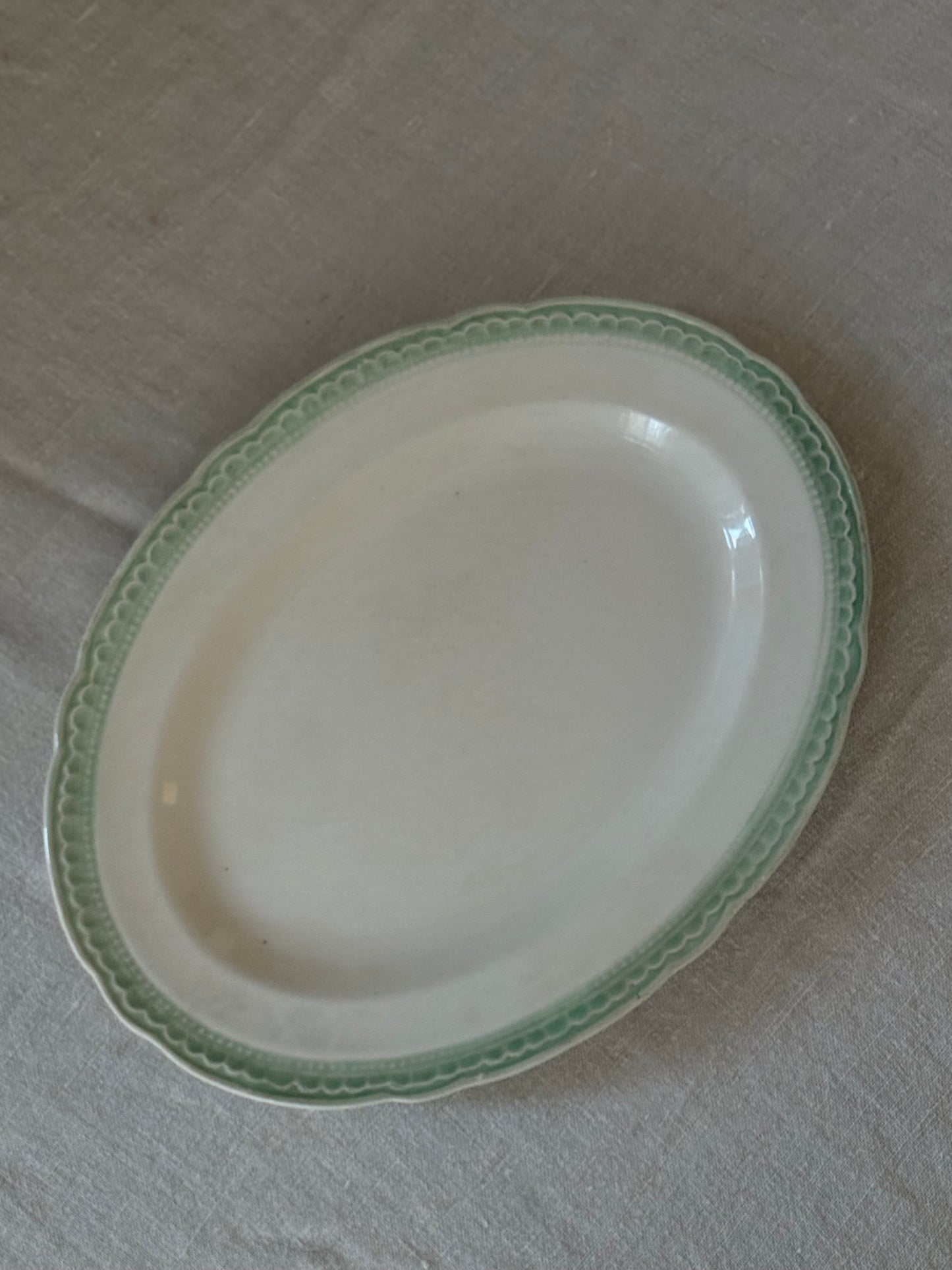 Green Scalloped Ironstone Platter