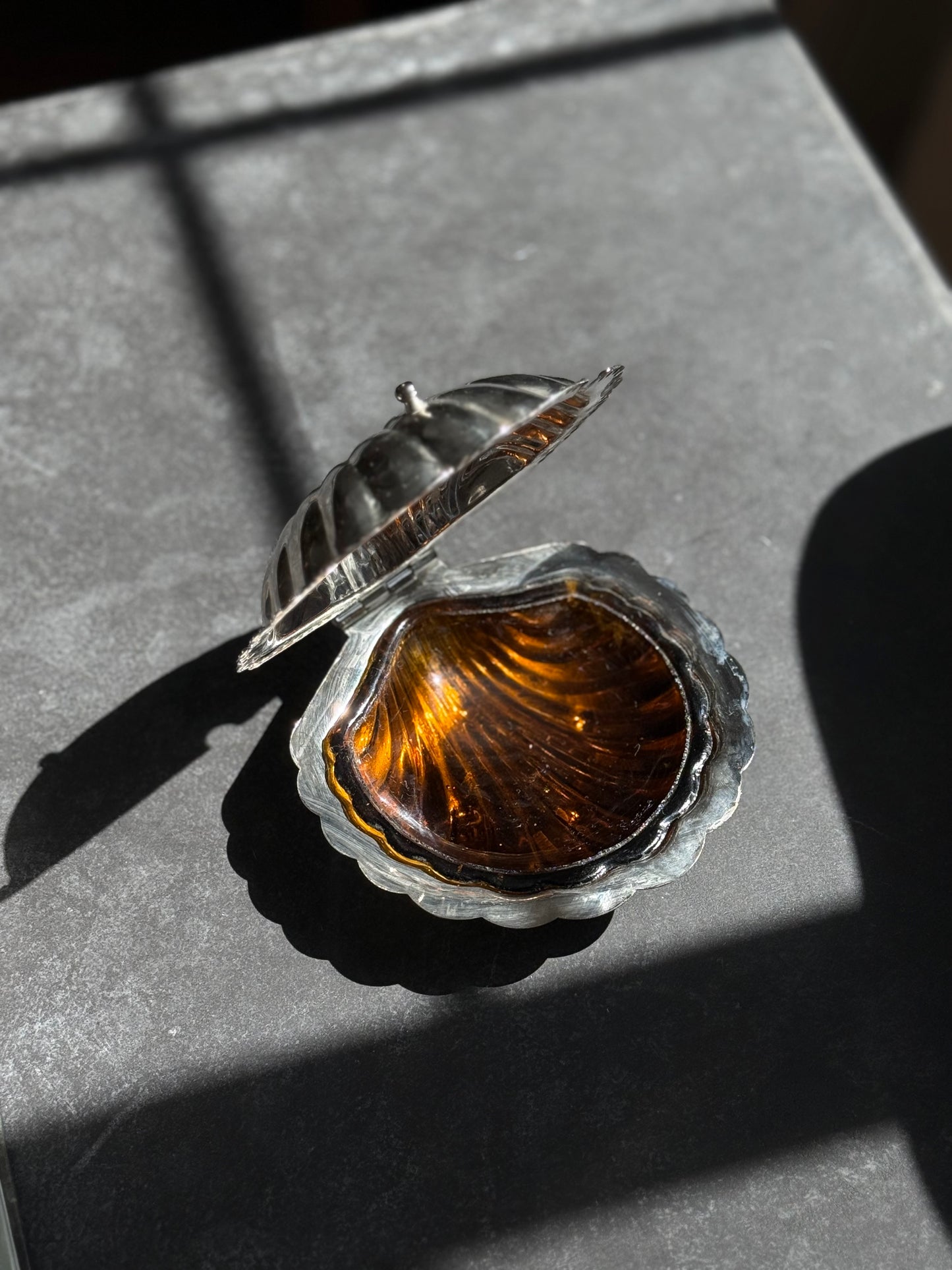 Vintage Silver Shell Hinged Dish