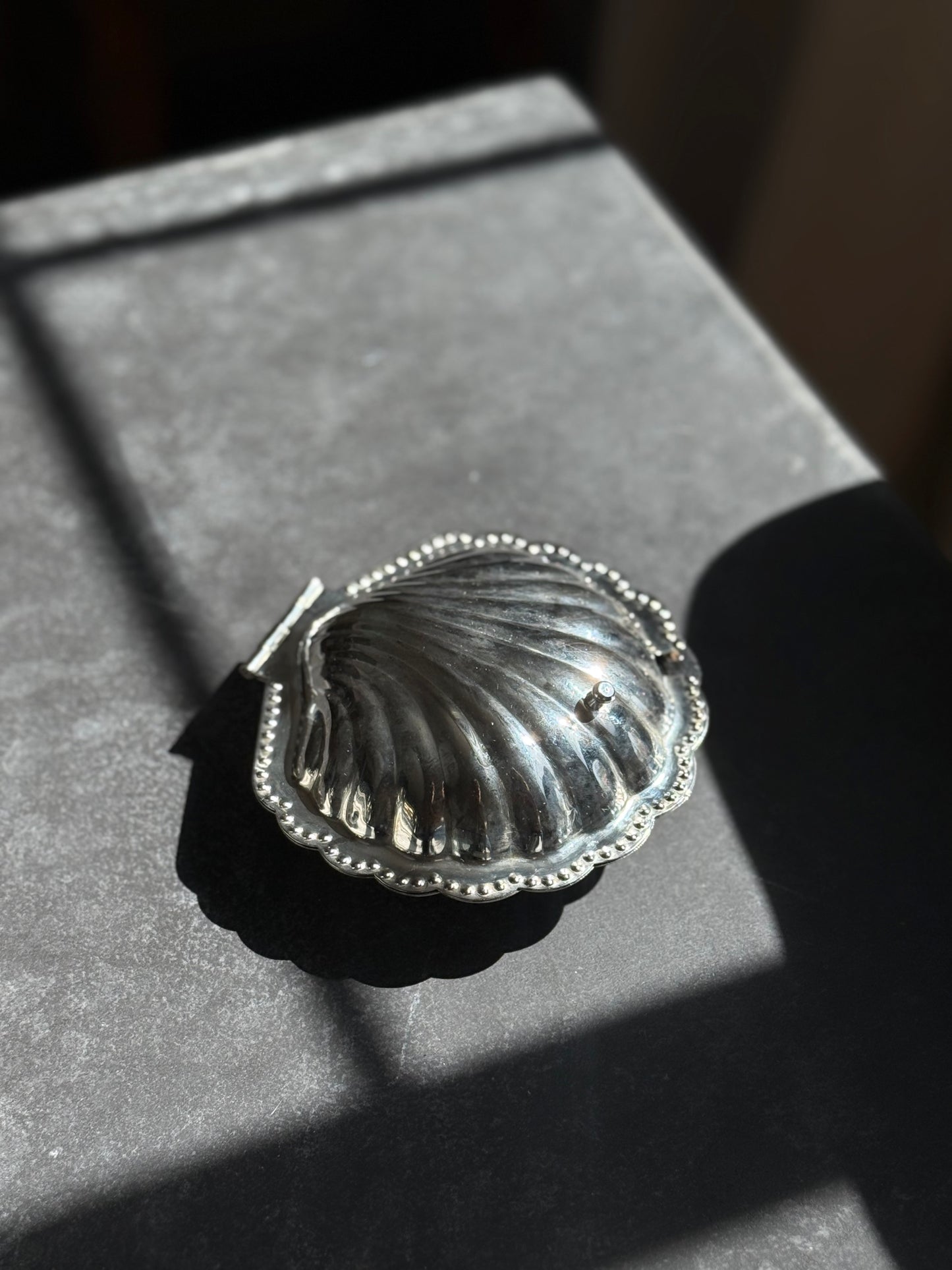 Vintage Silver Shell Hinged Dish