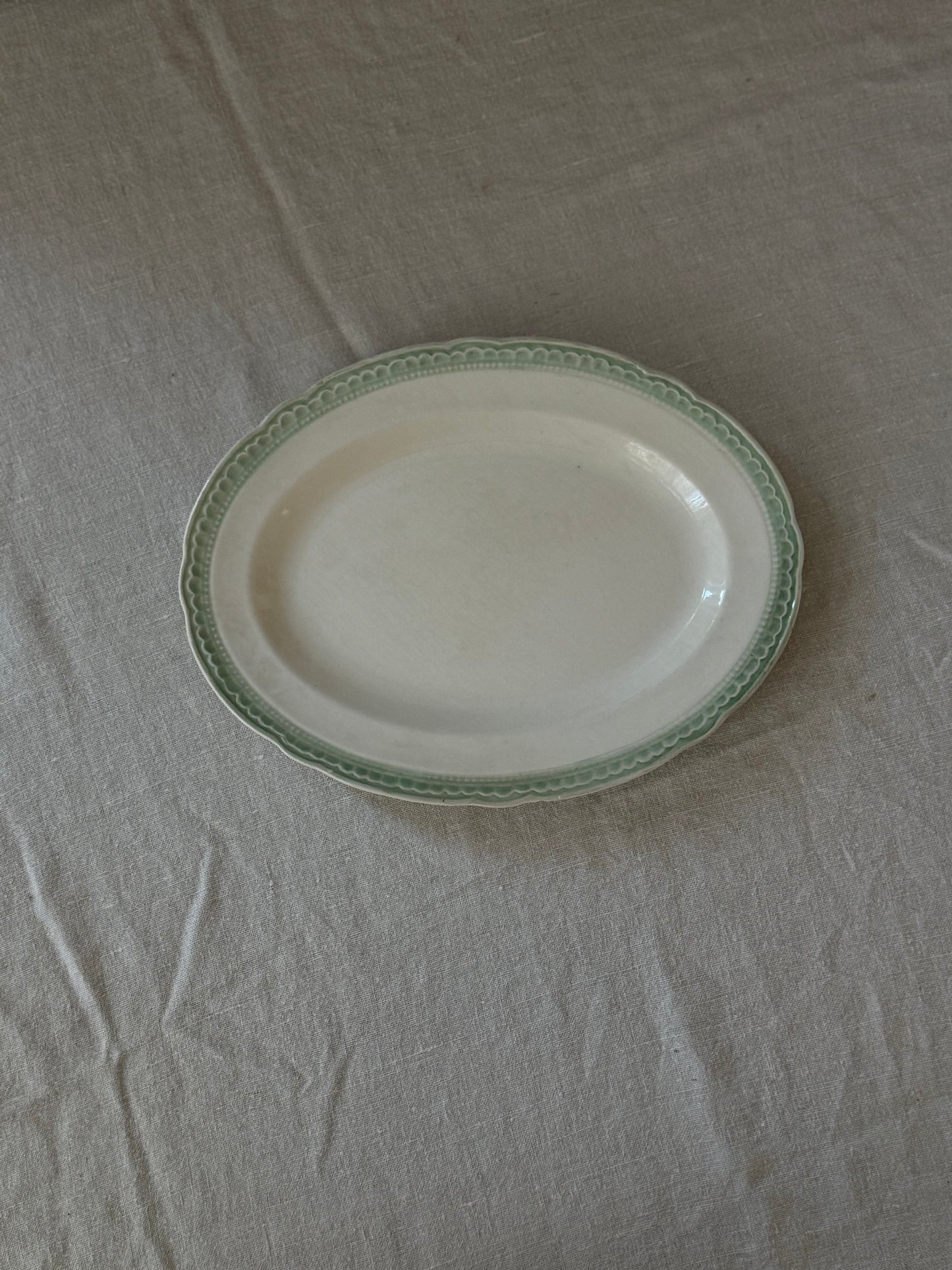 Green Scalloped Ironstone Platter