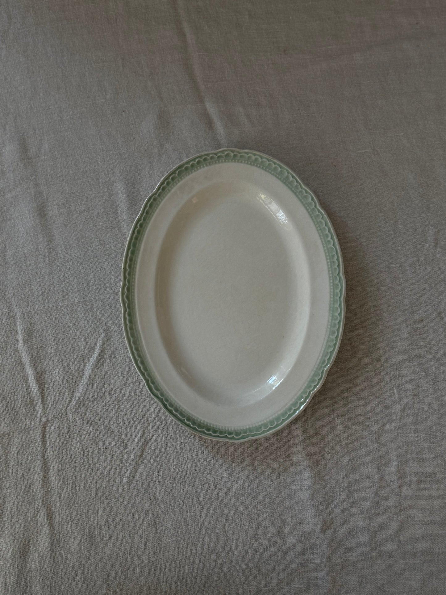 Green Scalloped Ironstone Platter