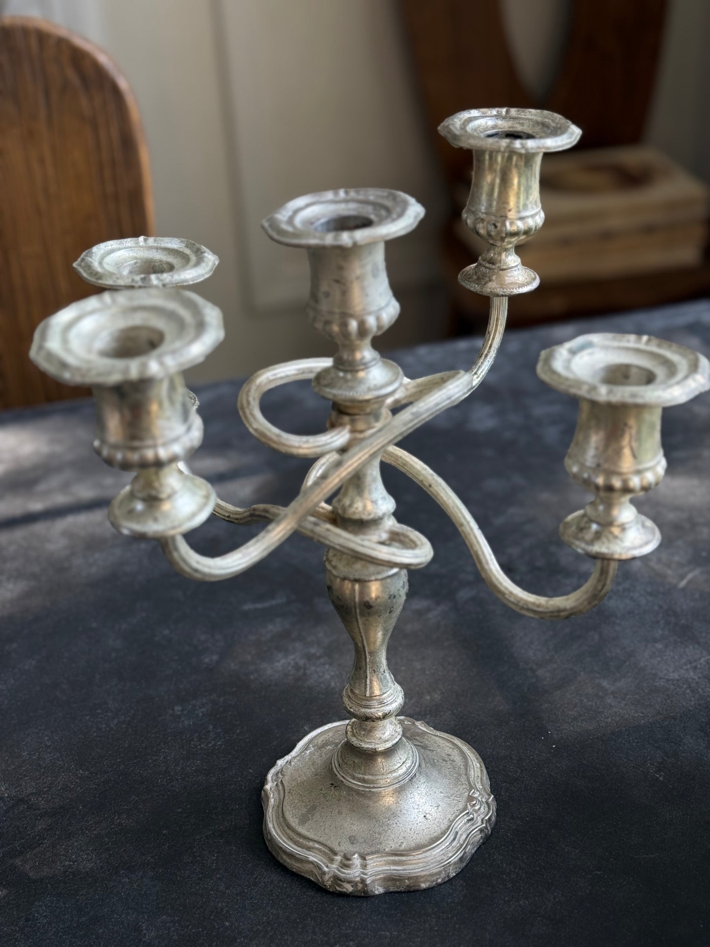 Silver Plated 5 Arm Candelabra