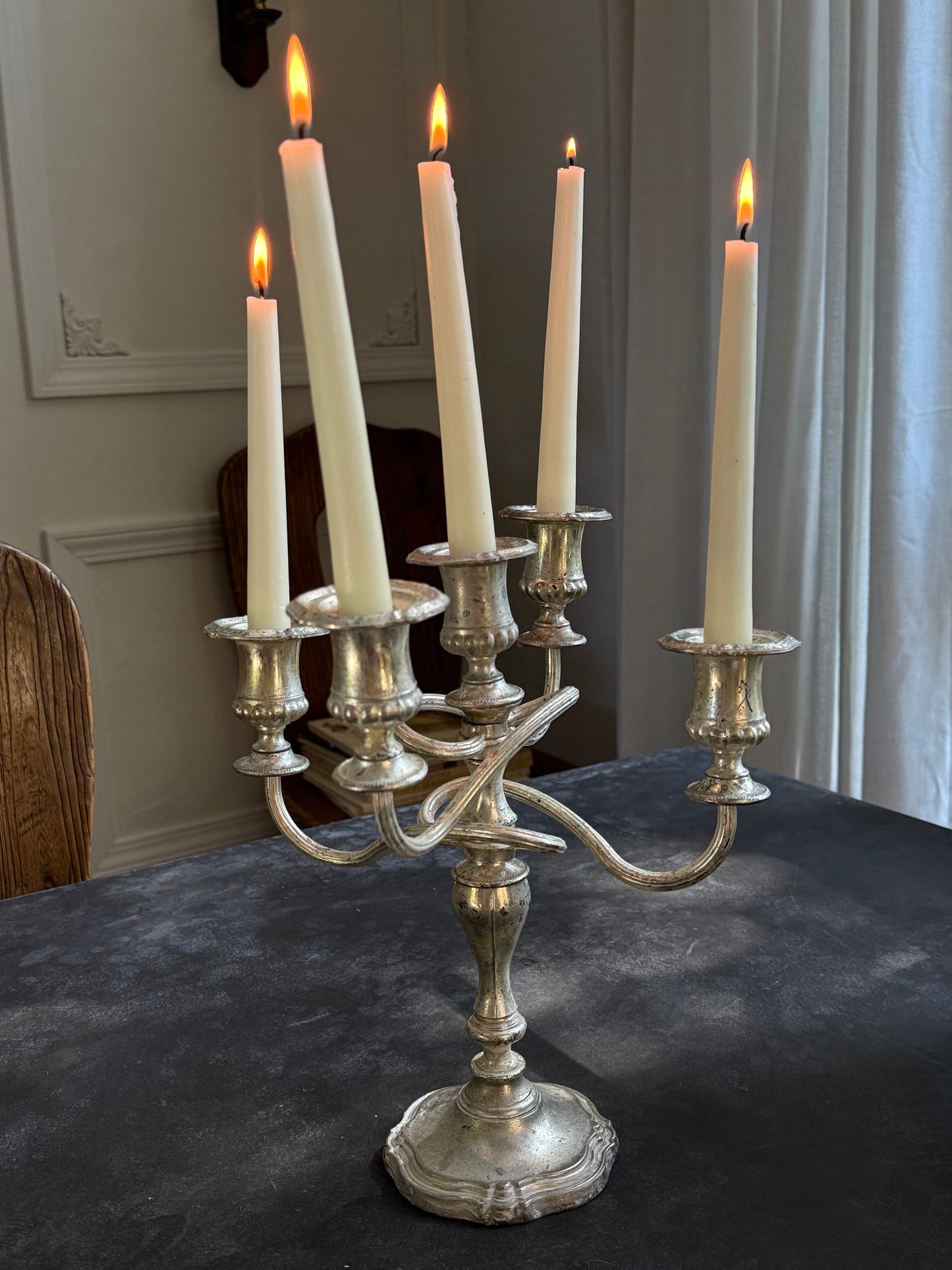 Silver Plated 5 Arm Candelabra