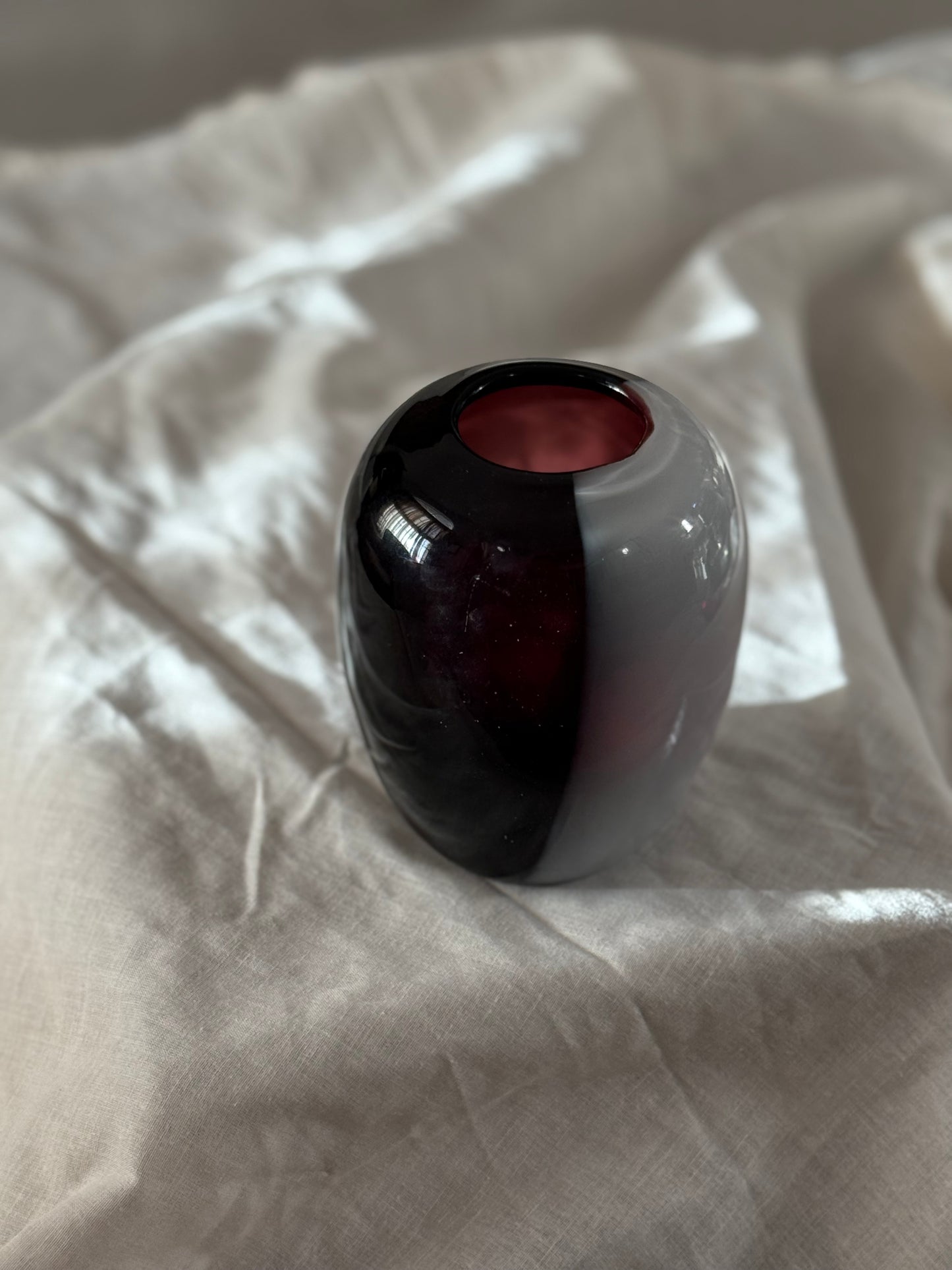 Bi-color Hand Blown Glass Vase