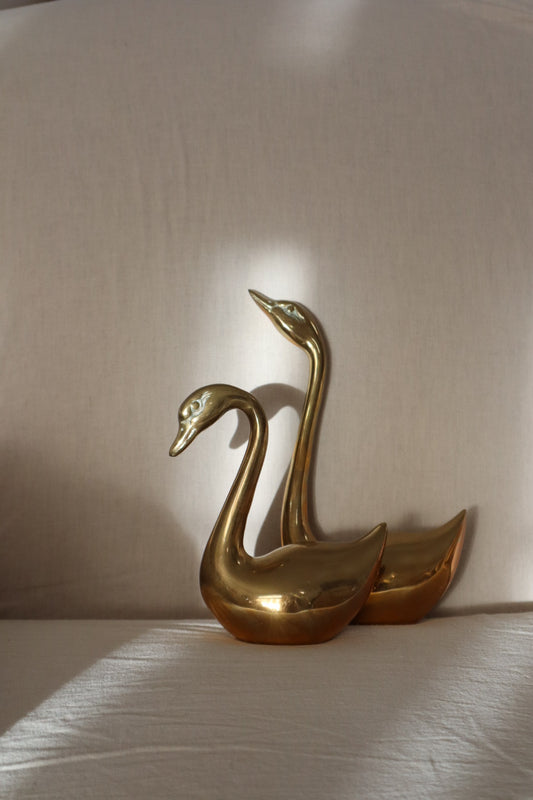 Vintage Brass Swans